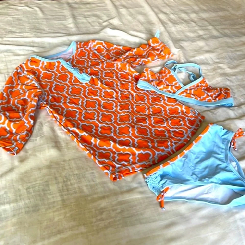 Cabana Life girls 3 piece swimsuit set in size 12 and 14